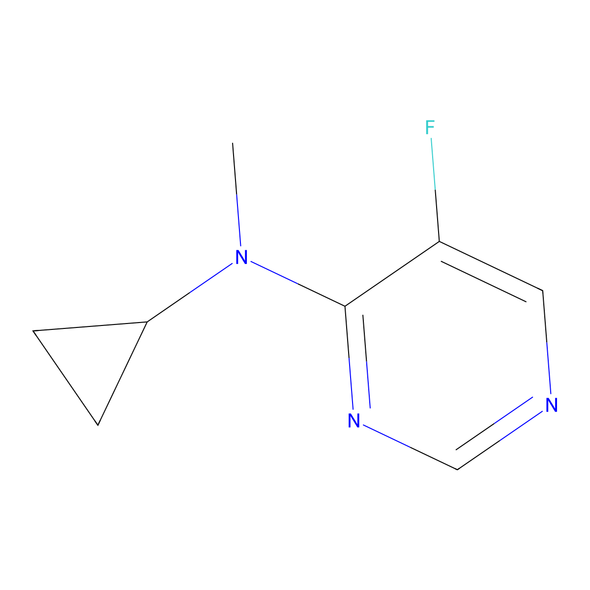 N-cyclopropyl-5-fluoro-N-methylpyrimidin-4-amine molecular structure, CAS 3054409-30-9