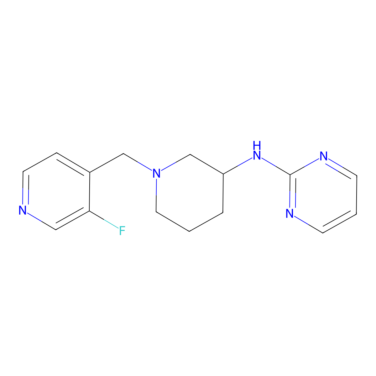 N-{1-[(3-fluoropyridin-4-yl)methyl]piperidin-3-yl}pyrimidin-2-amine molecular structure, CAS 3054409-35-4