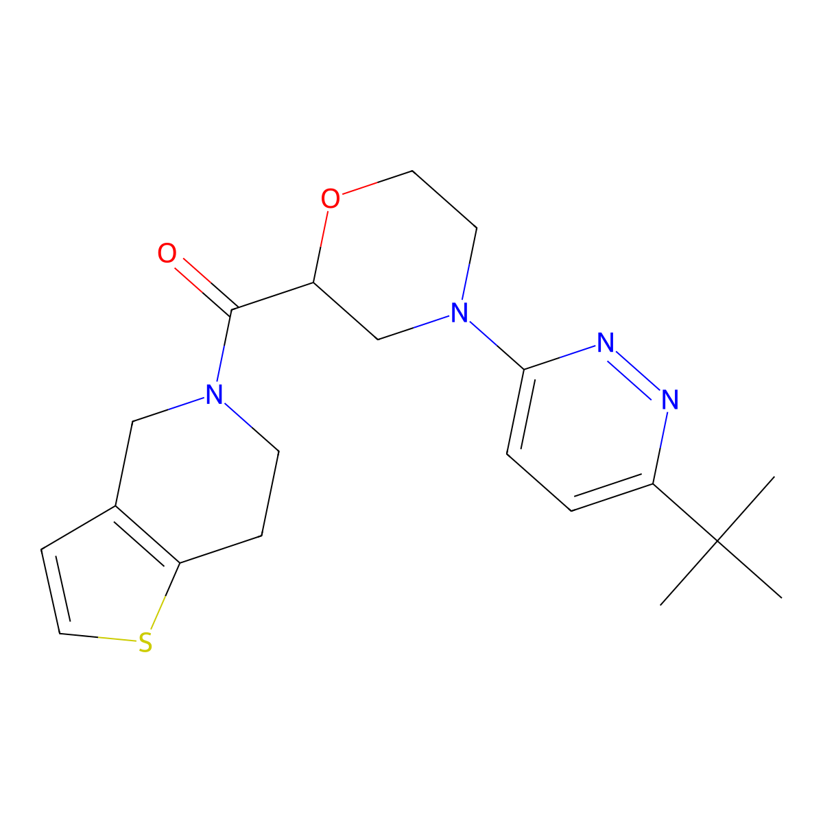 4-(6-tert-butylpyridazin-3-yl)-2-{4H,5H,6H,7H-thieno[3,2-c]pyridine-5-carbonyl}morpholine molecular structure, CAS 3054409-36-5
