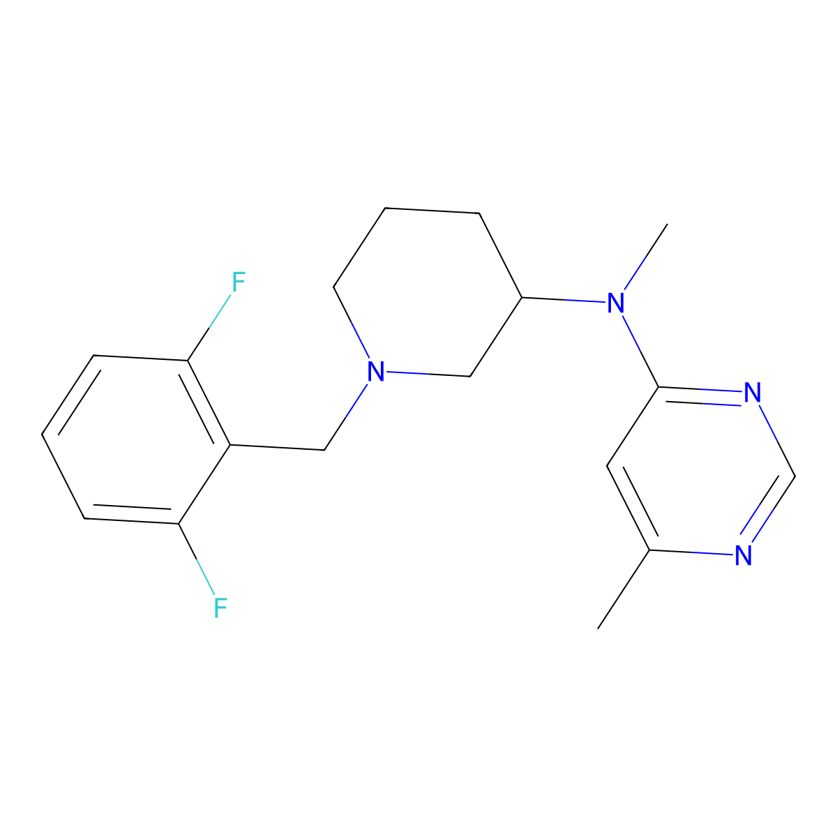 N-{1-[(2,6-difluorophenyl)methyl]piperidin-3-yl}-N,6-dimethylpyrimidin-4-amine molecular structure, CAS 3054409-37-6