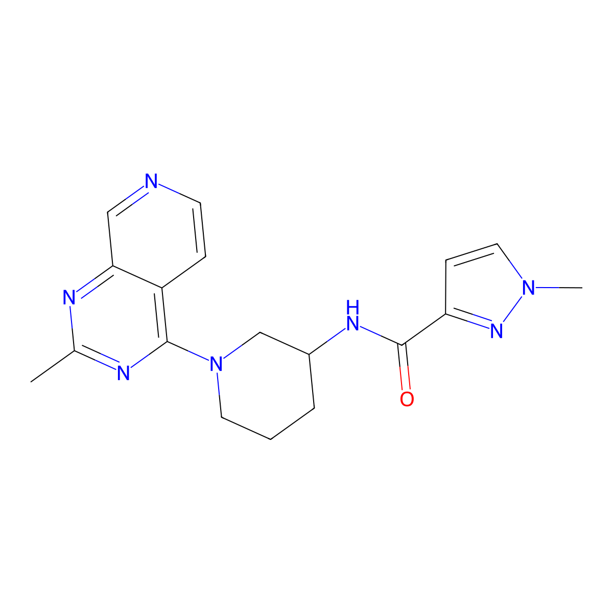 1-methyl-N-(1-{2-methylpyrido[3,4-d]pyrimidin-4-yl}piperidin-3-yl)-1H-pyrazole-3-carboxamide molecular structure, CAS 3054409-39-8