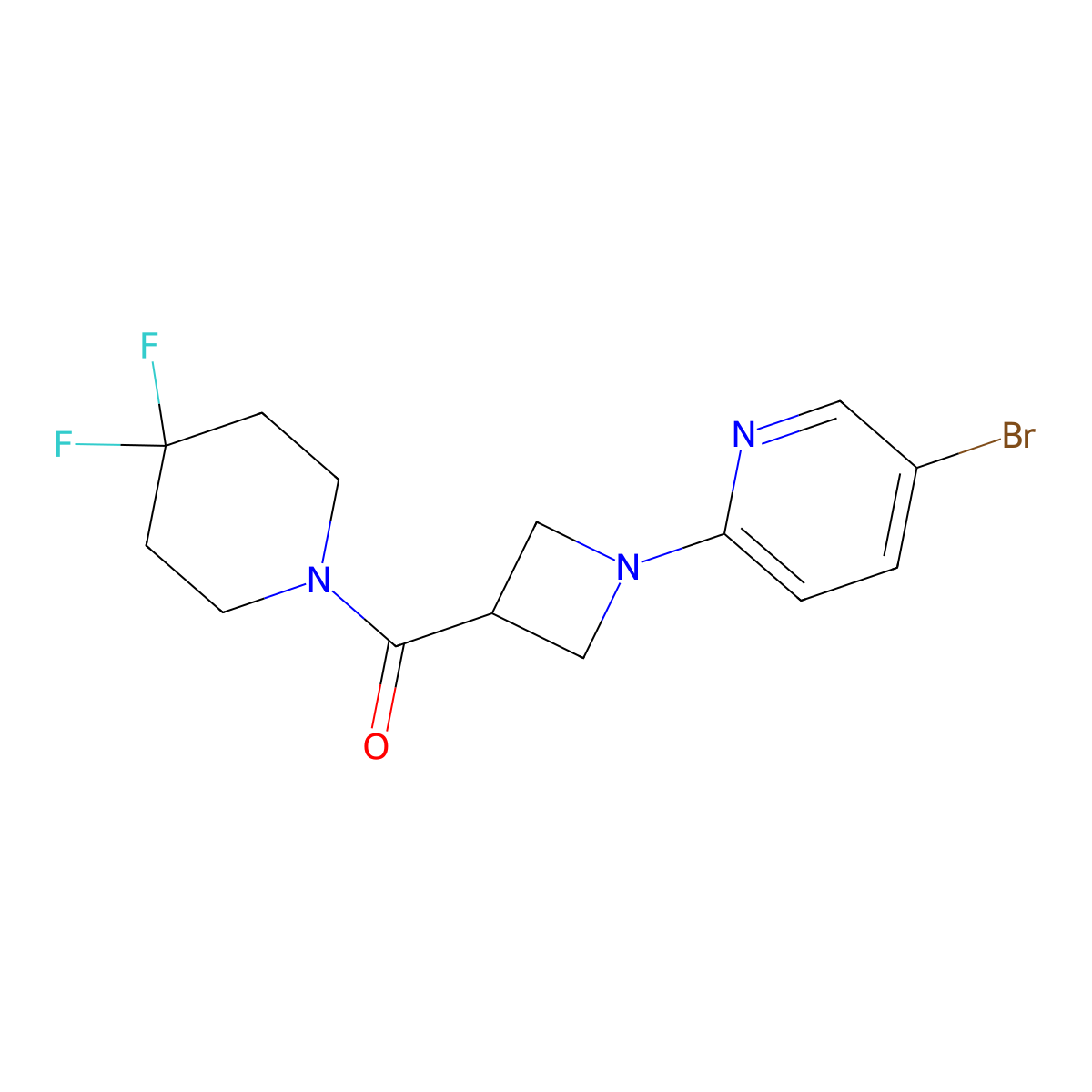 5-Bromo-2-[3-(4,4-difluoropiperidine-1-carbonyl)azetidin-1-yl]pyridine molecular structure, CAS 3054409-41-2