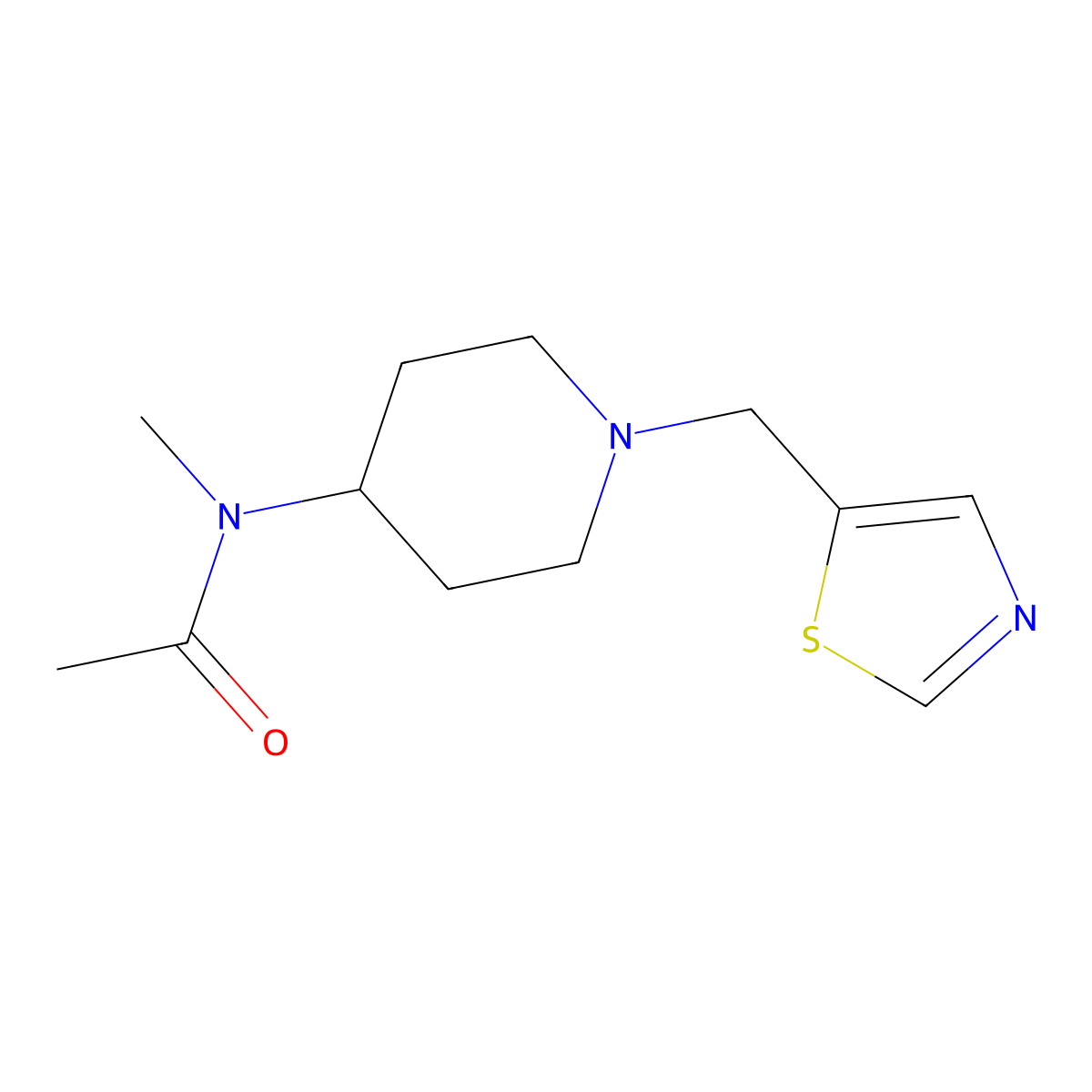 N-methyl-N-{1-[(1,3-thiazol-5-yl)methyl]piperidin-4-yl}acetamide molecular structure, CAS 3054409-43-4