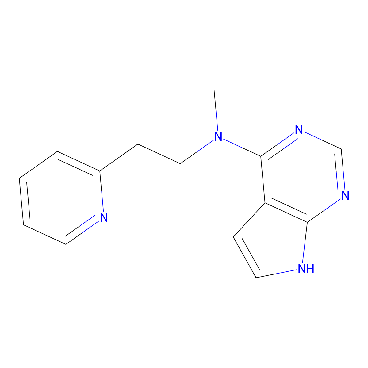 N-methyl-N-[2-(pyridin-2-yl)ethyl]-7H-pyrrolo[2,3-d]pyrimidin-4-amine molecular structure, CAS 3054409-47-8