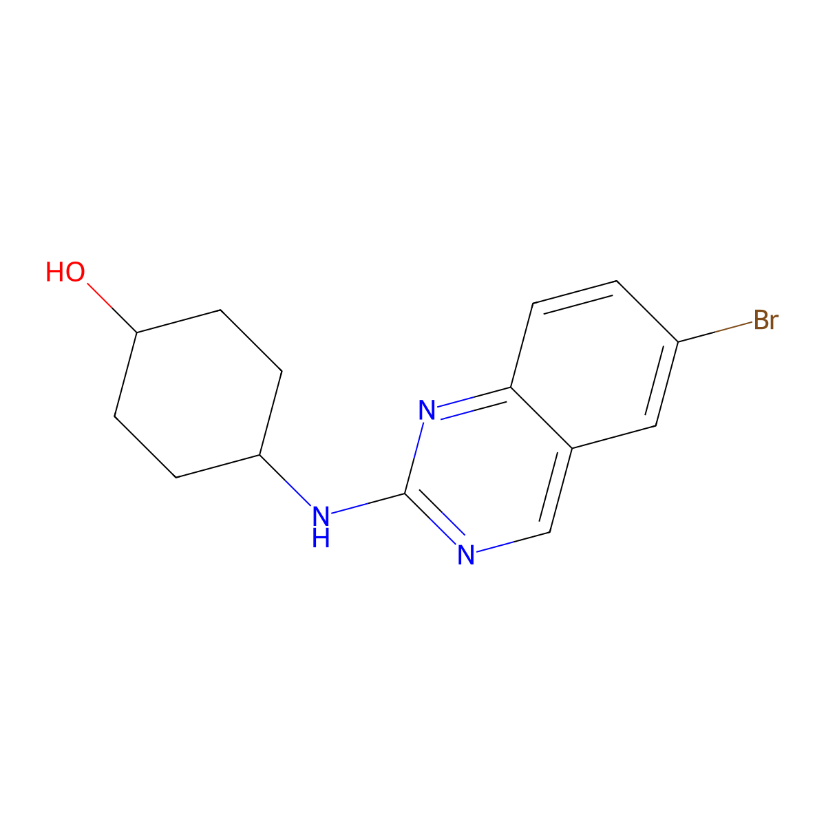 4-[(6-Bromoquinazolin-2-yl)amino]cyclohexan-1-ol molecular structure, CAS 3054409-48-9