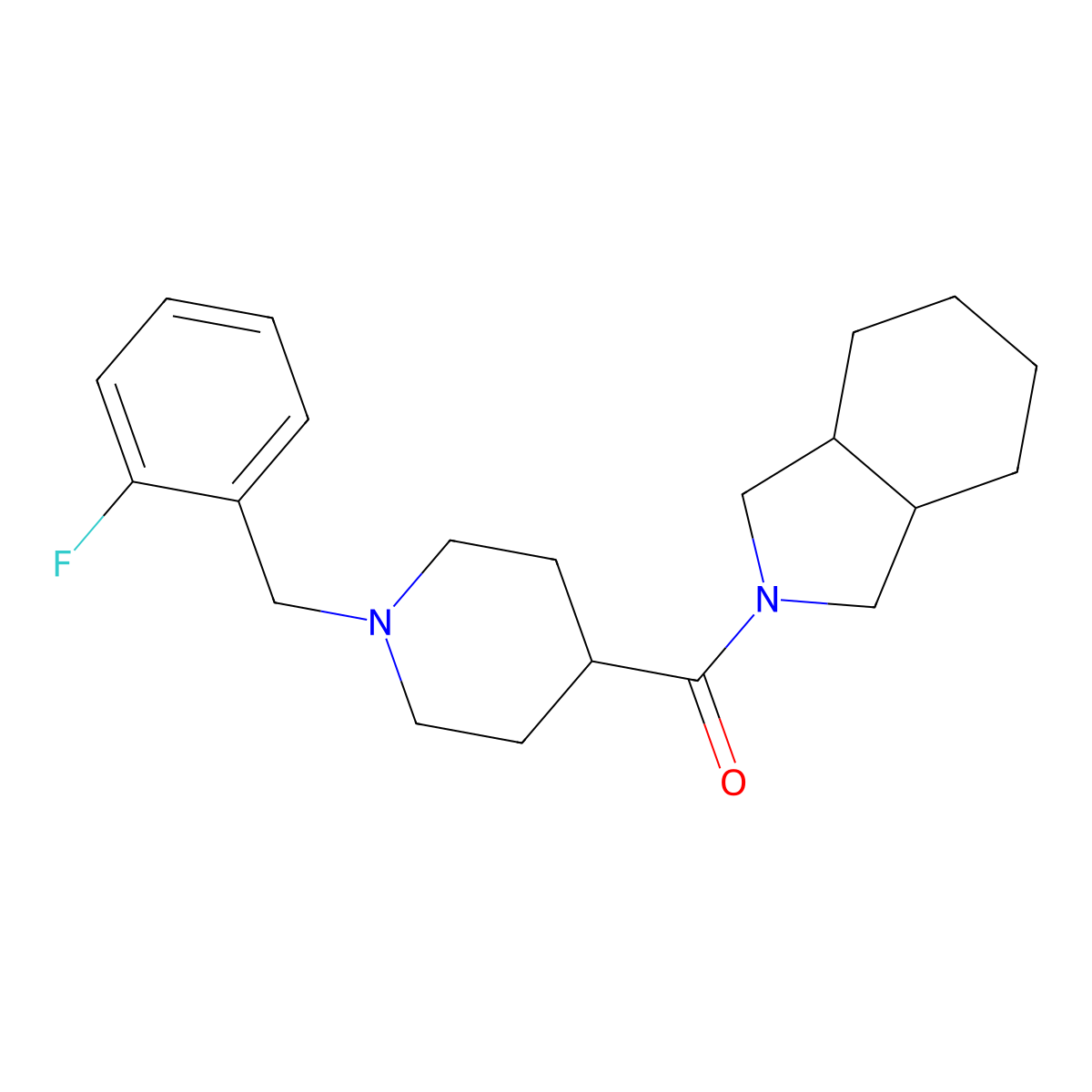 2-{1-[(2-fluorophenyl)methyl]piperidine-4-carbonyl}-octahydro-1H-isoindole molecular structure, CAS 3054409-54-7