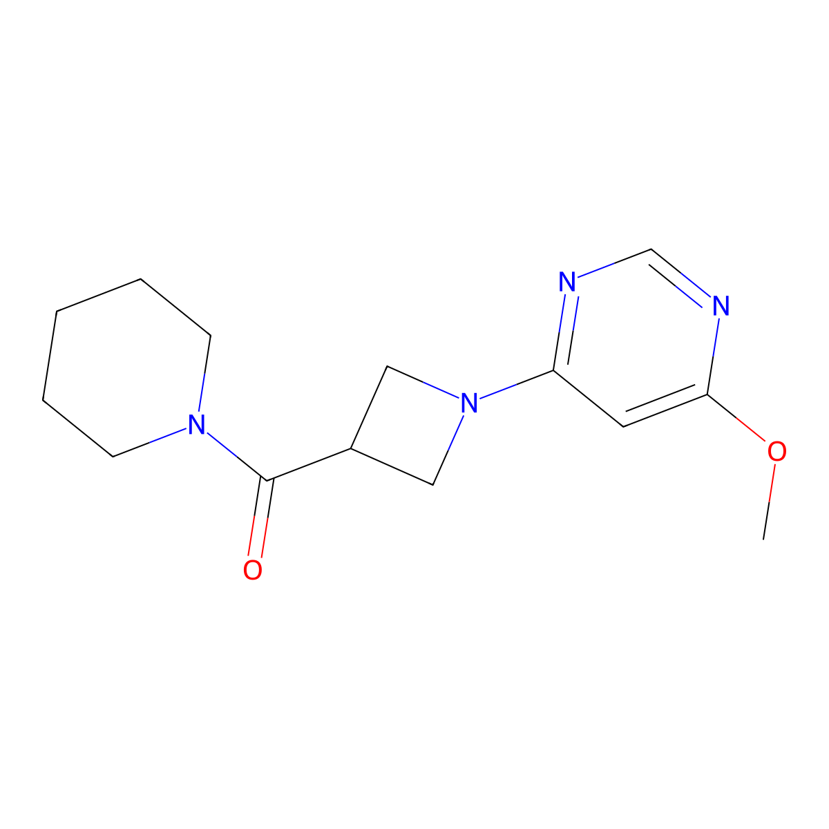 4-Methoxy-6-[3-(piperidine-1-carbonyl)azetidin-1-yl]pyrimidine molecular structure, CAS 3054409-59-2