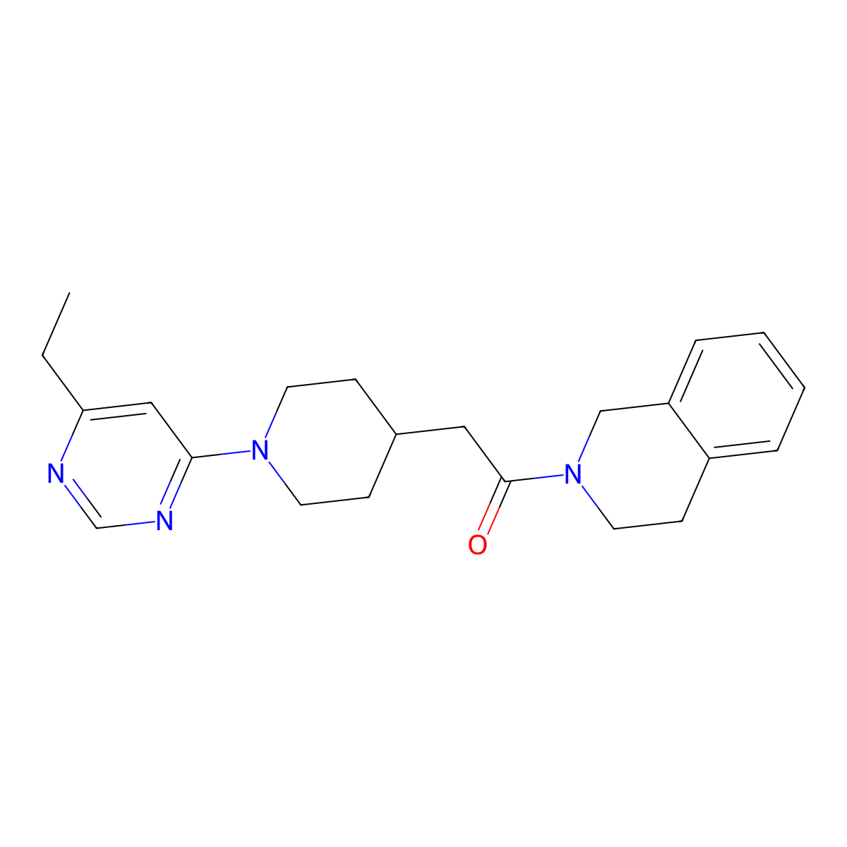 2-[1-(6-Ethylpyrimidin-4-yl)piperidin-4-yl]-1-(1,2,3,4-tetrahydroisoquinolin-2-yl)ethan-1-one molecular structure, CAS 3054409-64-9
