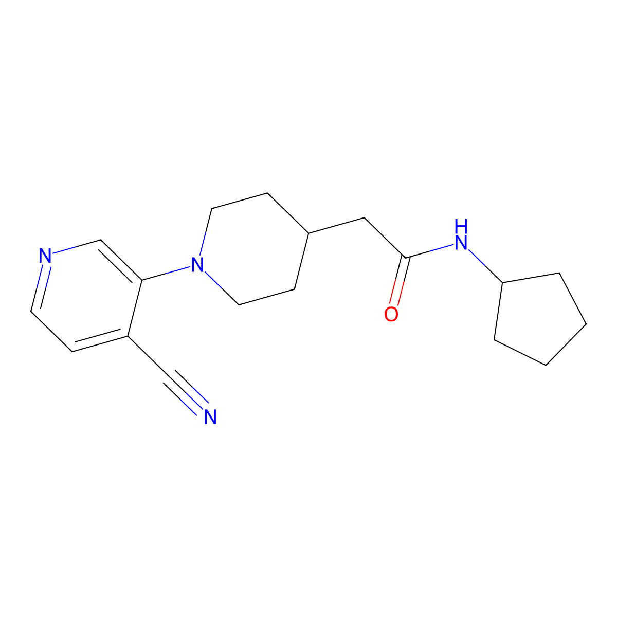 2-[1-(4-cyanopyridin-3-yl)piperidin-4-yl]-N-cyclopentylacetamide molecular structure, CAS 3054409-66-1