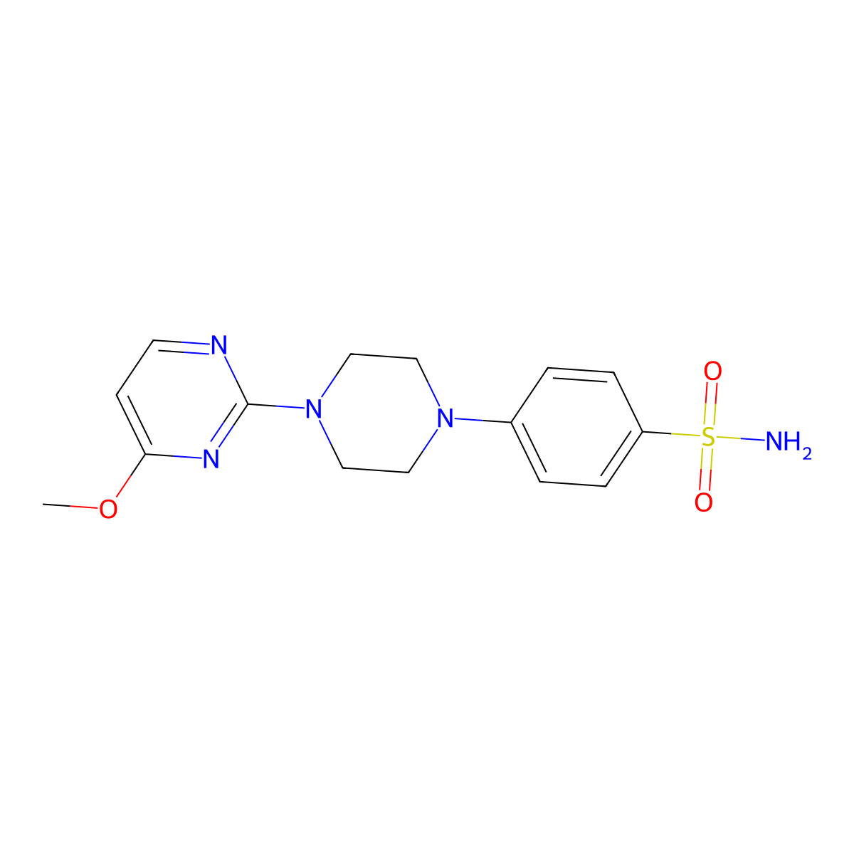 4-[4-(4-Methoxypyrimidin-2-yl)piperazin-1-yl]benzene-1-sulfonamide molecular structure, CAS 3054409-70-7