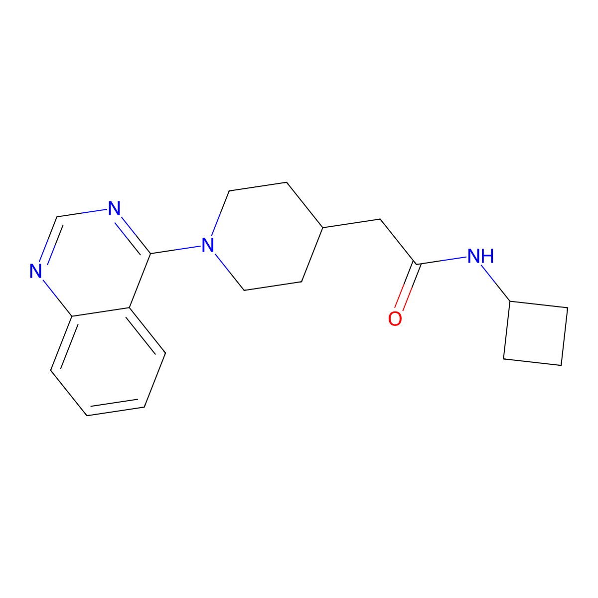 N-cyclobutyl-2-[1-(quinazolin-4-yl)piperidin-4-yl]acetamide molecular structure, CAS 3054409-76-3