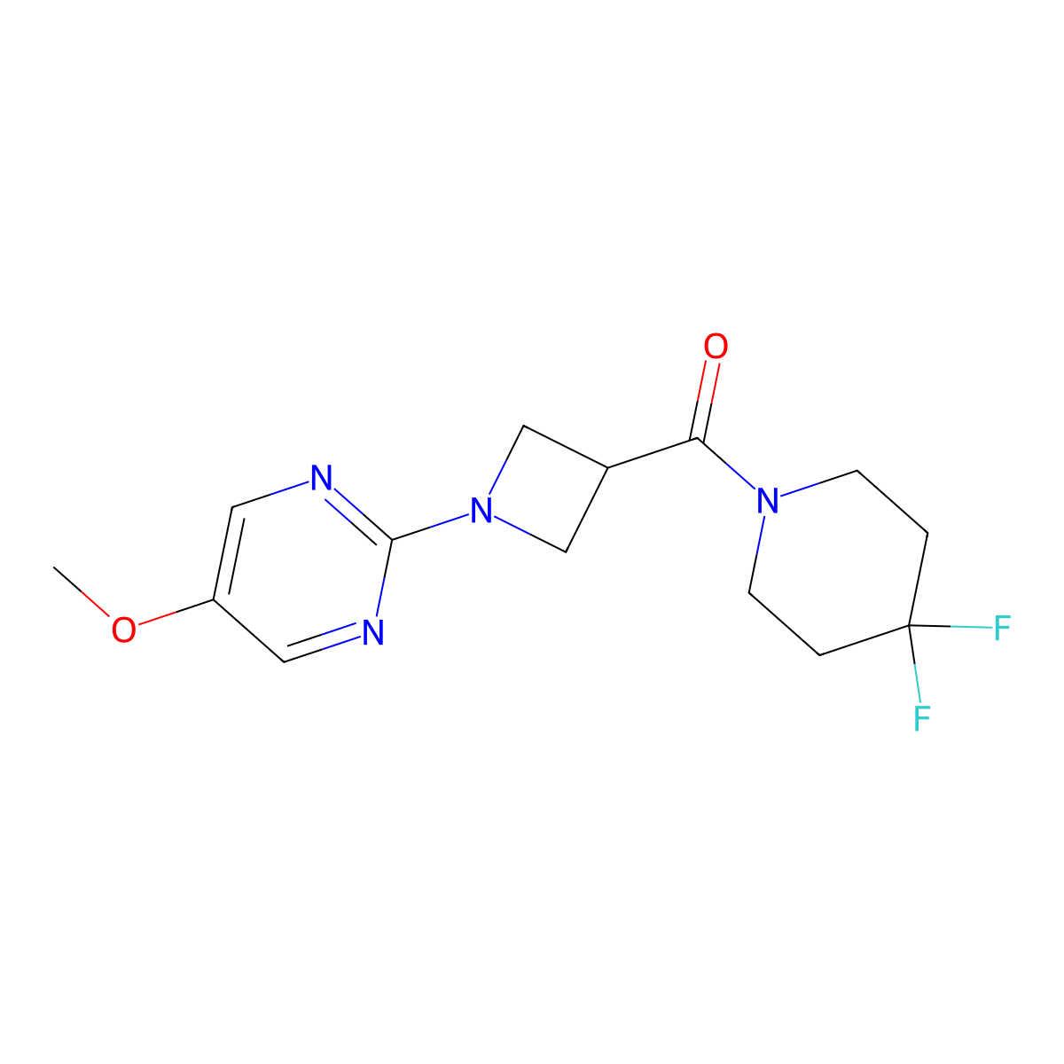 2-[3-(4,4-Difluoropiperidine-1-carbonyl)azetidin-1-yl]-5-methoxypyrimidine molecular structure, CAS 3054409-77-4