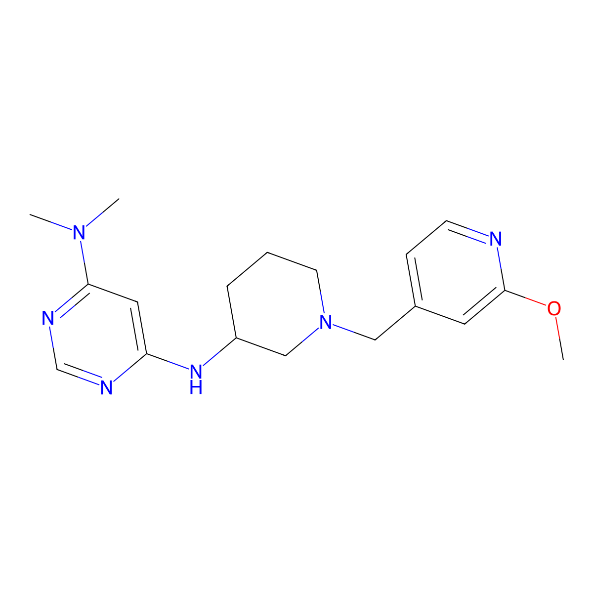 N6-{1-[(2-methoxypyridin-4-yl)methyl]piperidin-3-yl}-N4,N4-dimethylpyrimidine-4,6-diamine molecular structure, CAS 3054409-81-0