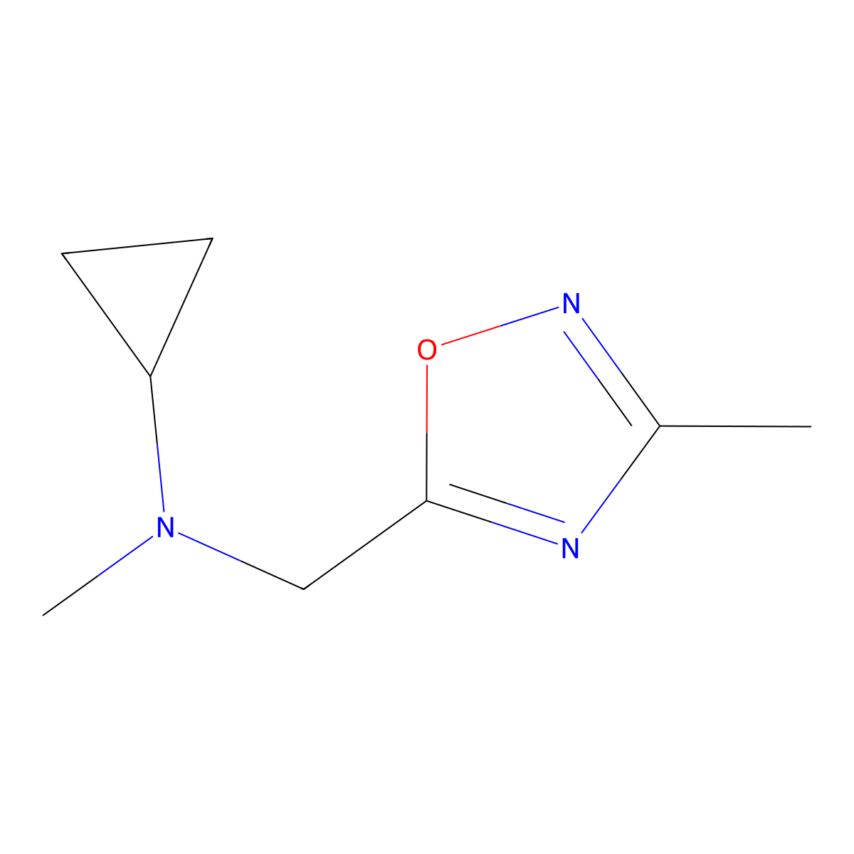 N-methyl-N-[(3-methyl-1,2,4-oxadiazol-5-yl)methyl]cyclopropanamine molecular structure, CAS 3054409-85-4