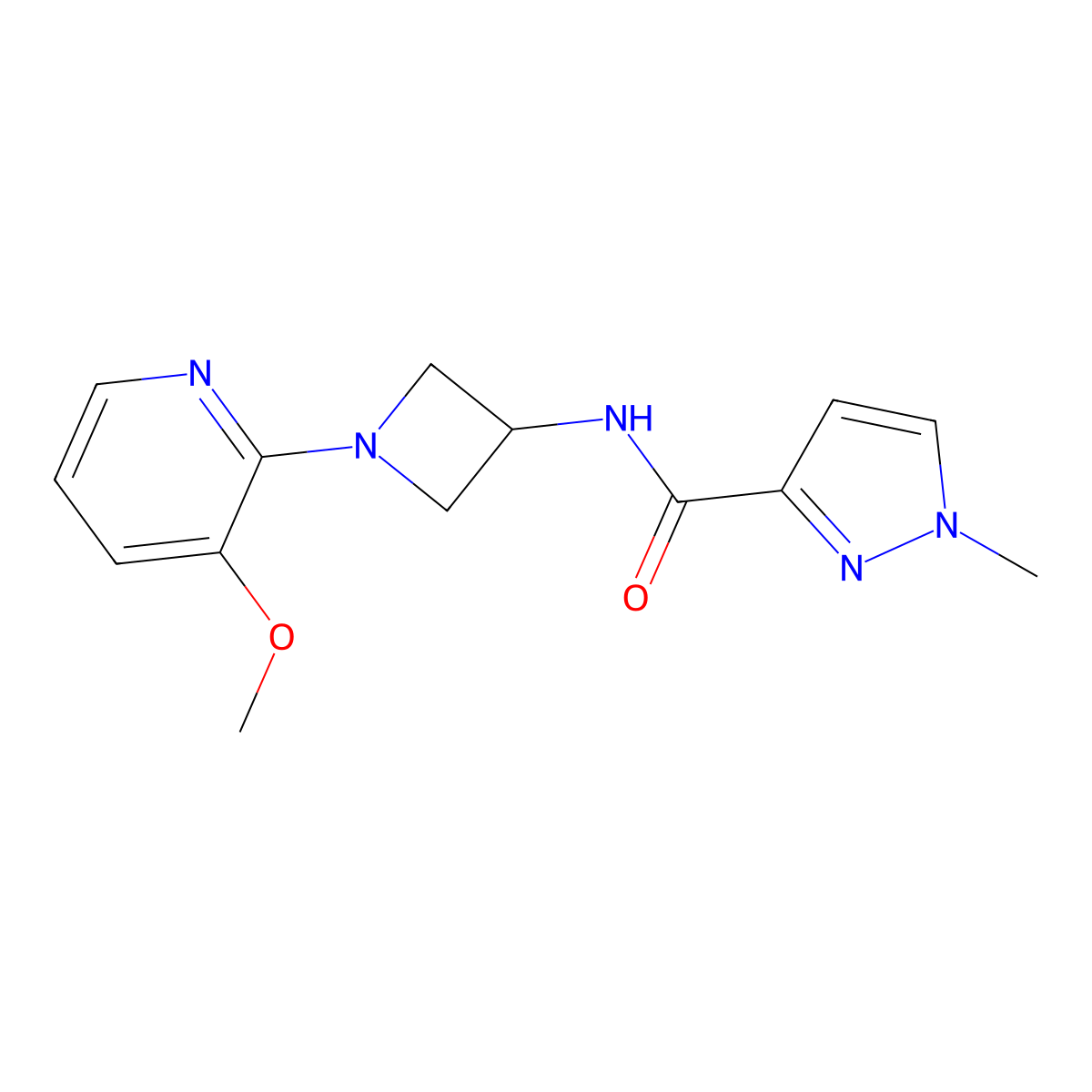 N-[1-(3-methoxypyridin-2-yl)azetidin-3-yl]-1-methyl-1H-pyrazole-3-carboxamide molecular structure, CAS 3054409-95-6