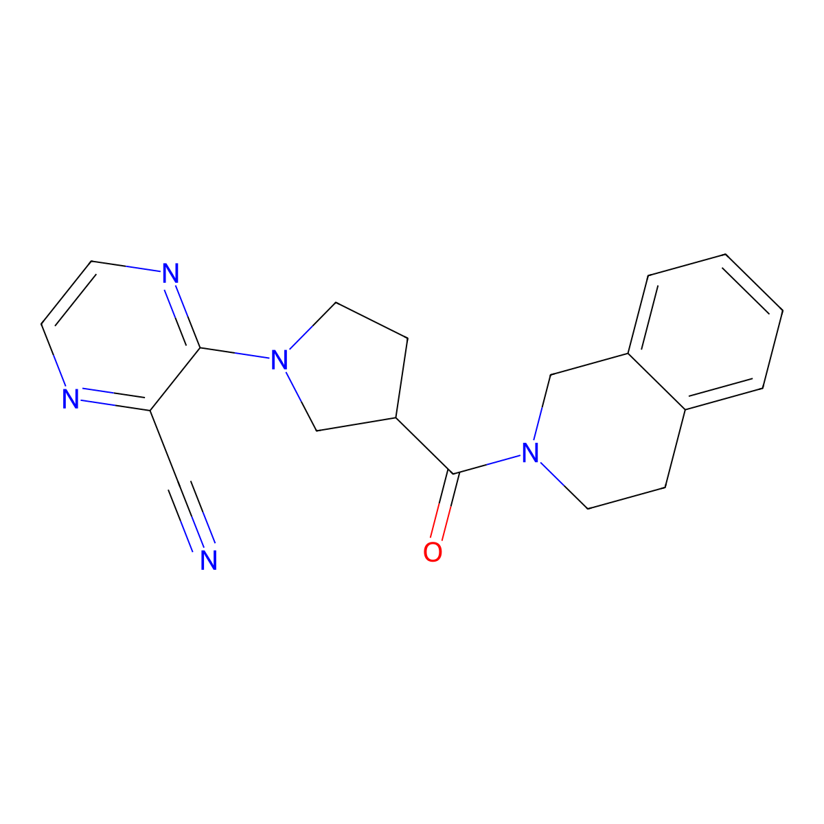 3-[3-(1,2,3,4-Tetrahydroisoquinoline-2-carbonyl)pyrrolidin-1-yl]pyrazine-2-carbonitrile molecular structure, CAS 3054409-96-7