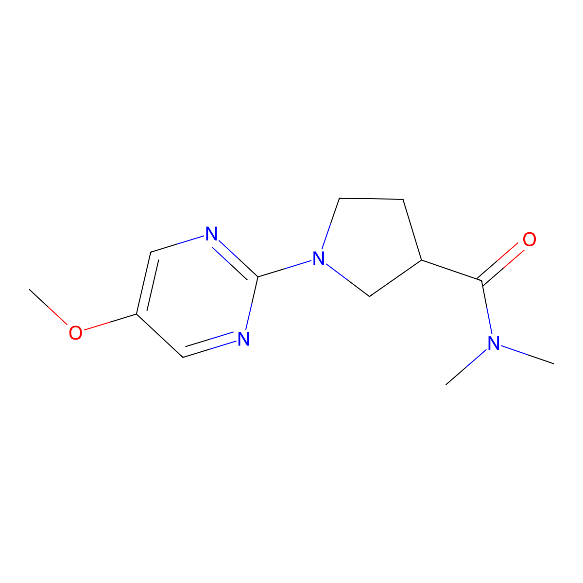 1-(5-methoxypyrimidin-2-yl)-N,N-dimethylpyrrolidine-3-carboxamide molecular structure, CAS 3054410-05-5