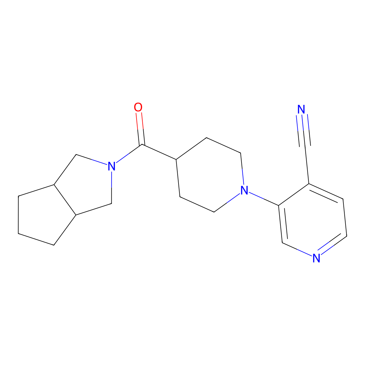 3-(4-{Octahydrocyclopenta[c]pyrrole-2-carbonyl}piperidin-1-yl)pyridine-4-carbonitrile molecular structure, CAS 3054410-06-6