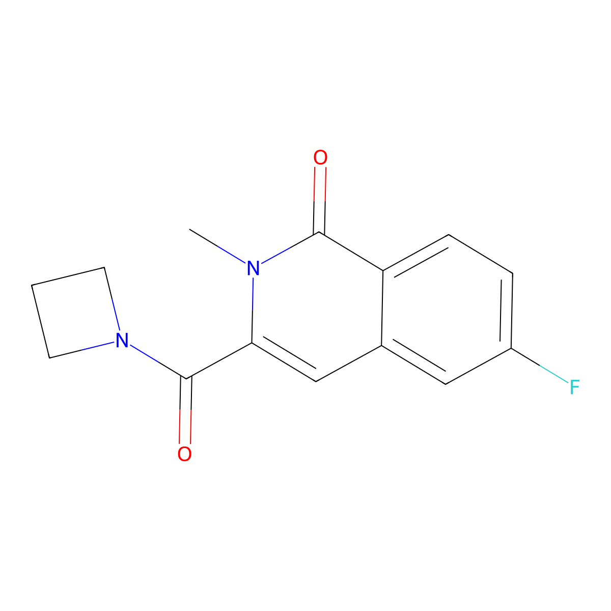 3-(Azetidine-1-carbonyl)-6-fluoro-2-methyl-1,2-dihydroisoquinolin-1-one molecular structure, CAS 3054410-12-4