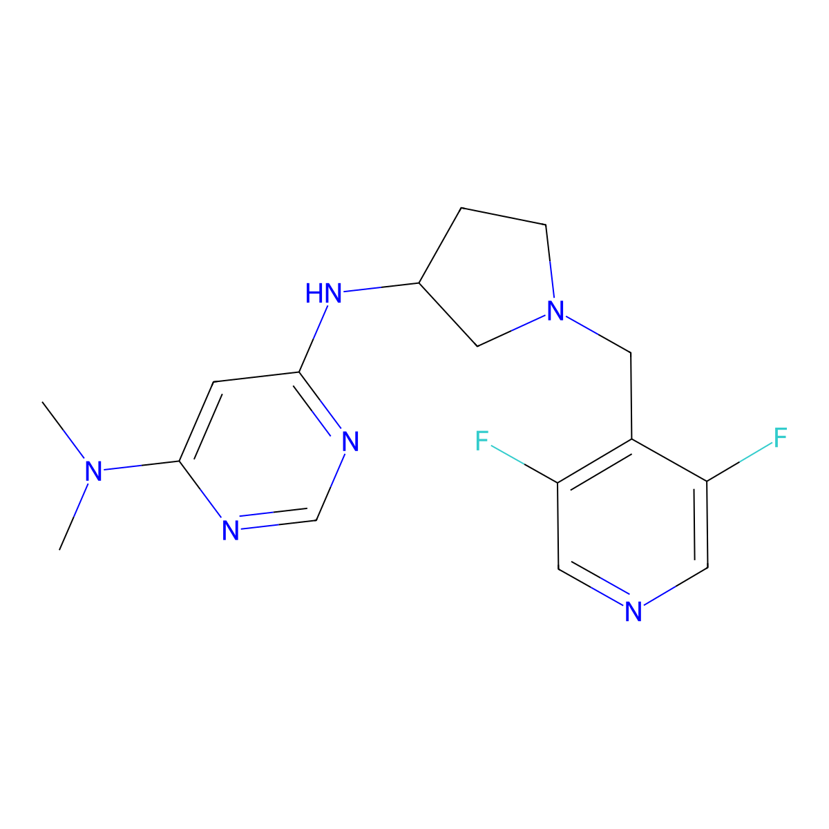 N6-{1-[(3,5-difluoropyridin-4-yl)methyl]pyrrolidin-3-yl}-N4,N4-dimethylpyrimidine-4,6-diamine molecular structure, CAS 3054410-28-2