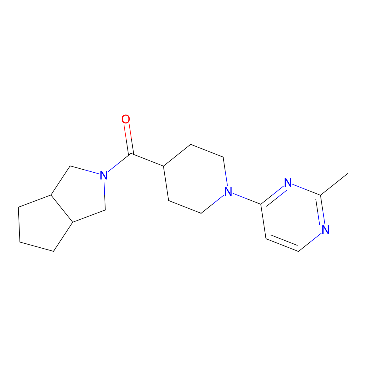 2-Methyl-4-(4-{octahydrocyclopenta[c]pyrrole-2-carbonyl}piperidin-1-yl)pyrimidine molecular structure, CAS 3054410-29-3