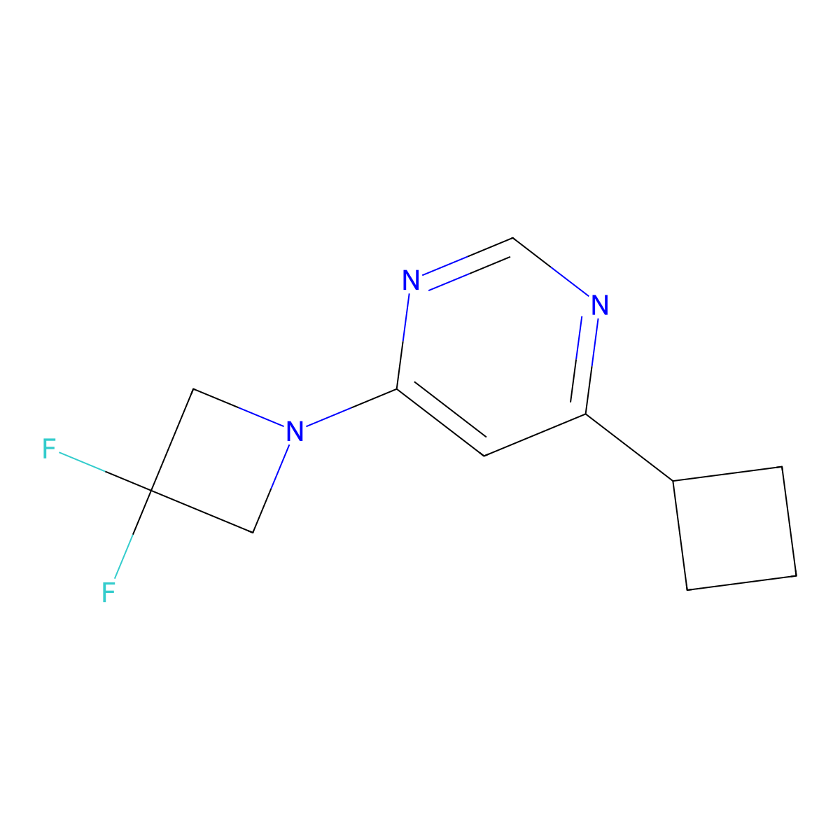 4-Cyclobutyl-6-(3,3-difluoroazetidin-1-yl)pyrimidine molecular structure, CAS 3054410-37-3