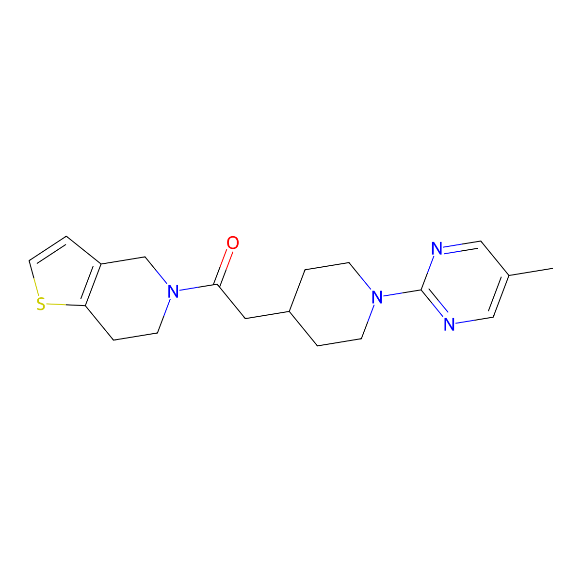 2-[1-(5-methylpyrimidin-2-yl)piperidin-4-yl]-1-{4H,5H,6H,7H-thieno[3,2-c]pyridin-5-yl}ethan-1-one molecular structure, CAS 3054410-39-5