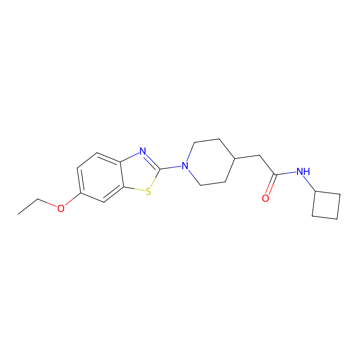 N-cyclobutyl-2-[1-(6-ethoxy-1,3-benzothiazol-2-yl)piperidin-4-yl]acetamide molecular structure, CAS 3054410-43-1