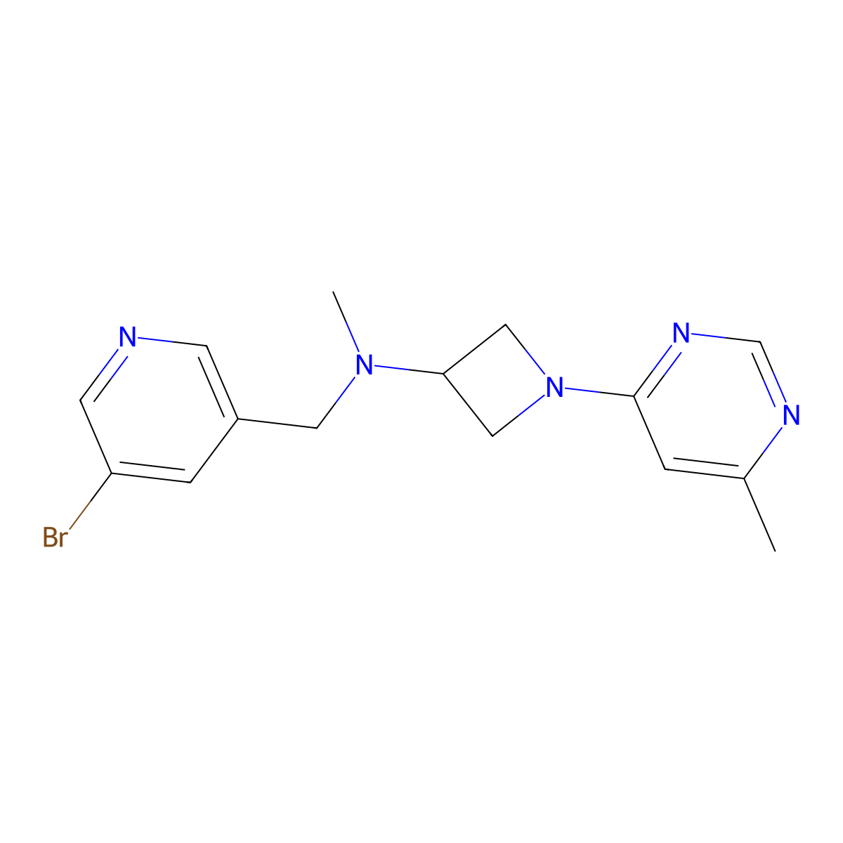 N-[(5-bromopyridin-3-yl)methyl]-N-methyl-1-(6-methylpyrimidin-4-yl)azetidin-3-amine molecular structure, CAS 3054410-45-3