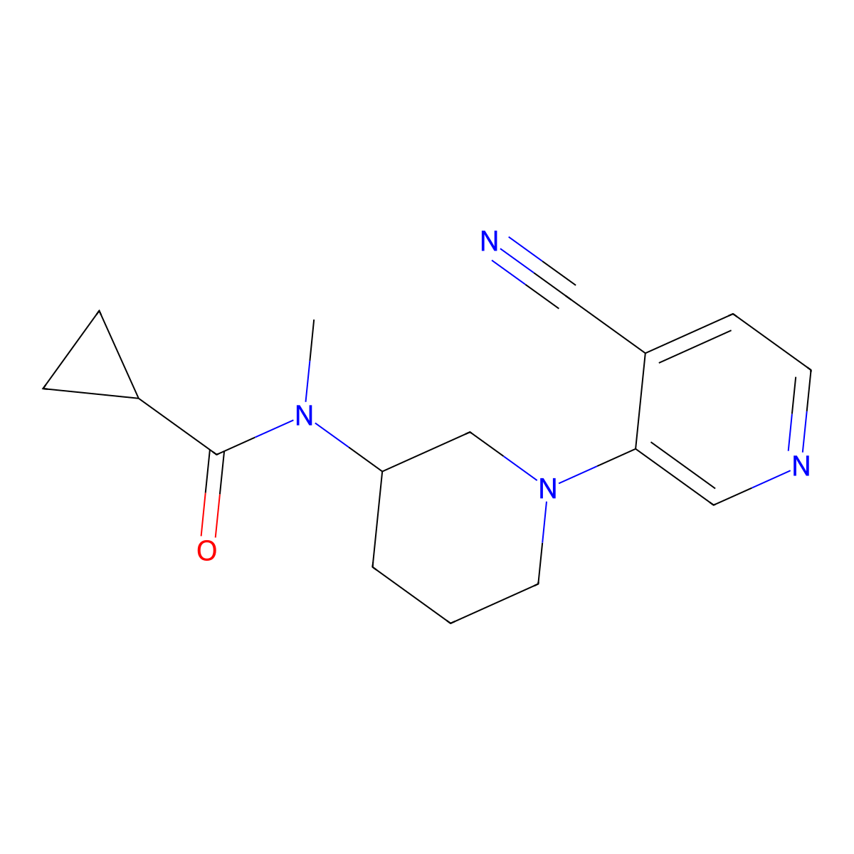 N-[1-(4-cyanopyridin-3-yl)piperidin-3-yl]-N-methylcyclopropanecarboxamide molecular structure, CAS 3054410-46-4