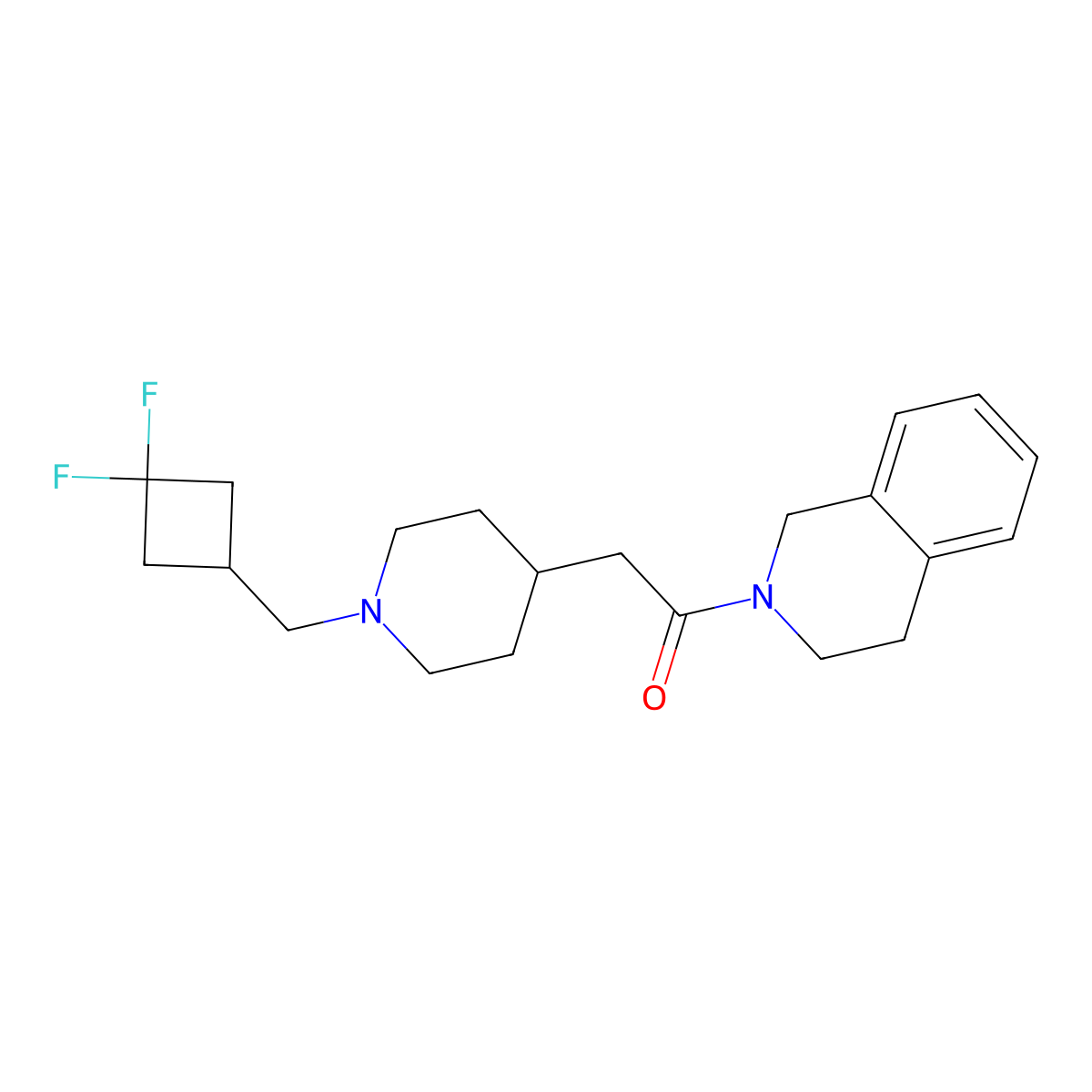 2-{1-[(3,3-Difluorocyclobutyl)methyl]piperidin-4-yl}-1-(1,2,3,4-tetrahydroisoquinolin-2-yl)ethan-1-one molecular structure, CAS 3054410-51-1