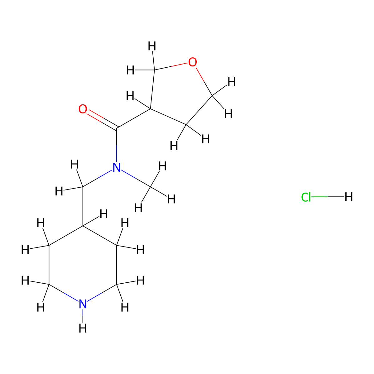 N-methyl-N-[(piperidin-4-yl)methyl]oxolane-3-carboxamide hydrochloride molecular structure, CAS 3054410-54-4
