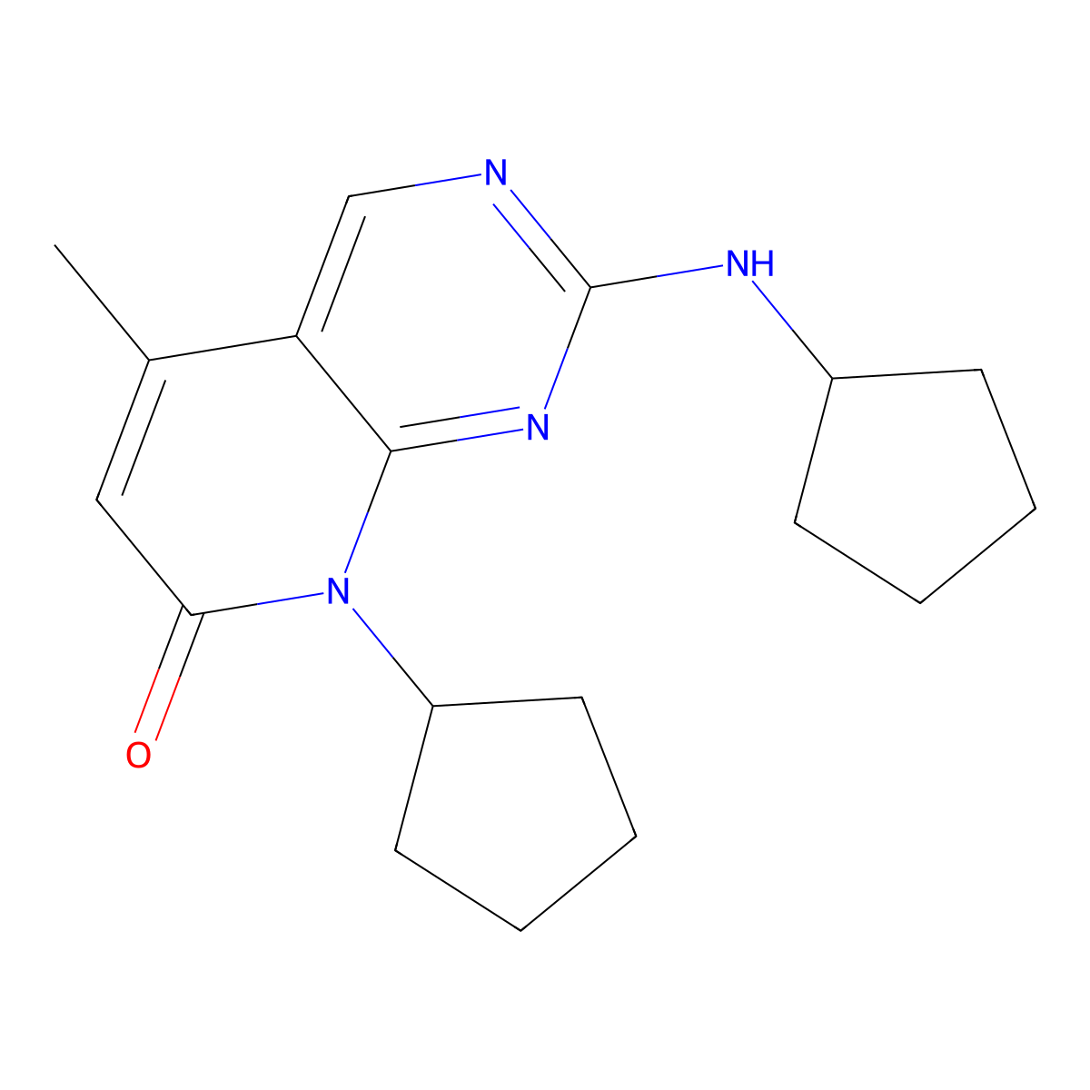 8-Cyclopentyl-2-(cyclopentylamino)-5-methylpyrido[2,3-d]pyrimidin-7(8H)-one molecular structure, CAS 3054410-55-5