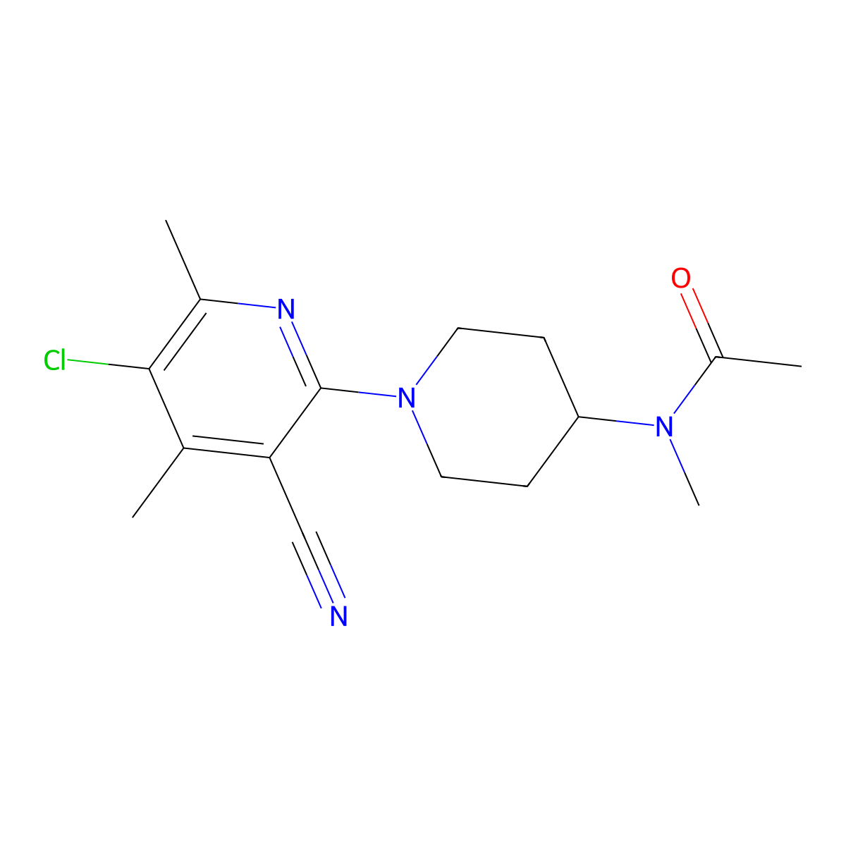 N-[1-(5-chloro-3-cyano-4,6-dimethylpyridin-2-yl)piperidin-4-yl]-N-methylacetamide molecular structure, CAS 3054410-56-6