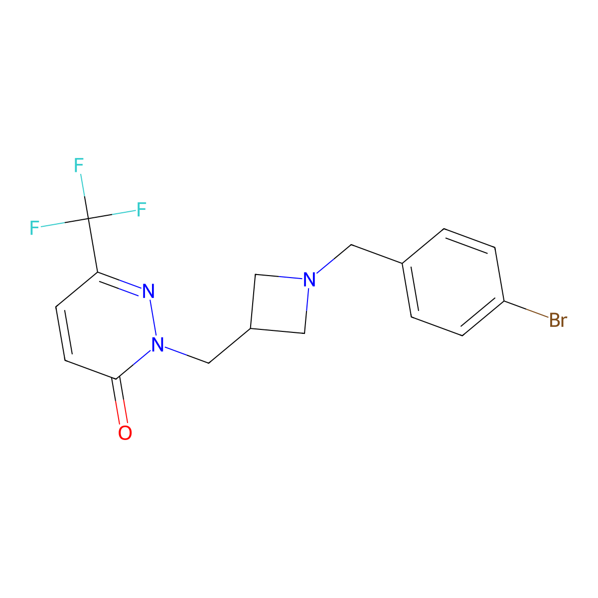 2-[[1-[(4-Bromophenyl)methyl]azetidin-3-yl]methyl]-6-(trifluoromethyl)pyridazin-3-one molecular structure, CAS 3054410-64-6