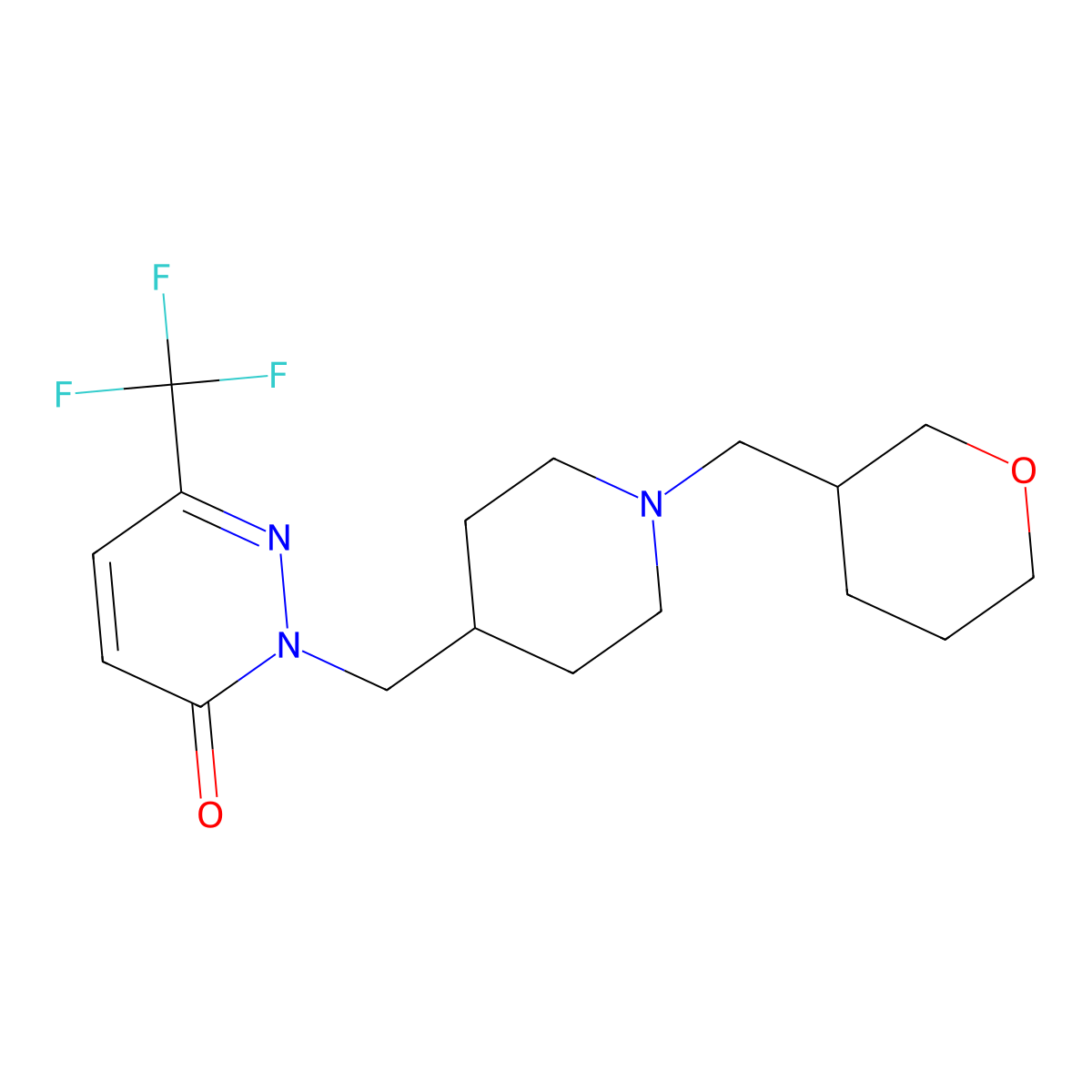 2-({1-[(Oxan-3-yl)methyl]piperidin-4-yl}methyl)-6-(trifluoromethyl)-2,3-dihydropyridazin-3-one molecular structure, CAS 3054410-66-8