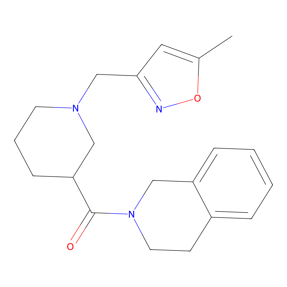 2-{1-[(5-Methyl-1,2-oxazol-3-yl)methyl]piperidine-3-carbonyl}-1,2,3,4-tetrahydroisoquinoline molecular structure, CAS 3054410-68-0
