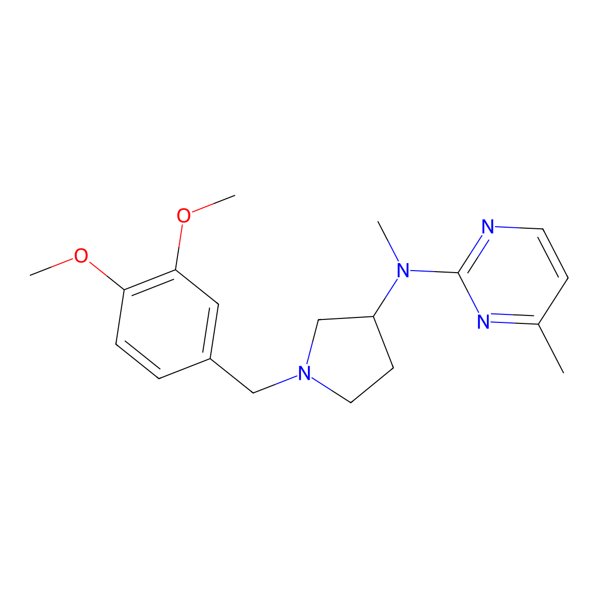N-{1-[(3,4-dimethoxyphenyl)methyl]pyrrolidin-3-yl}-N,4-dimethylpyrimidin-2-amine molecular structure, CAS 3054410-70-4