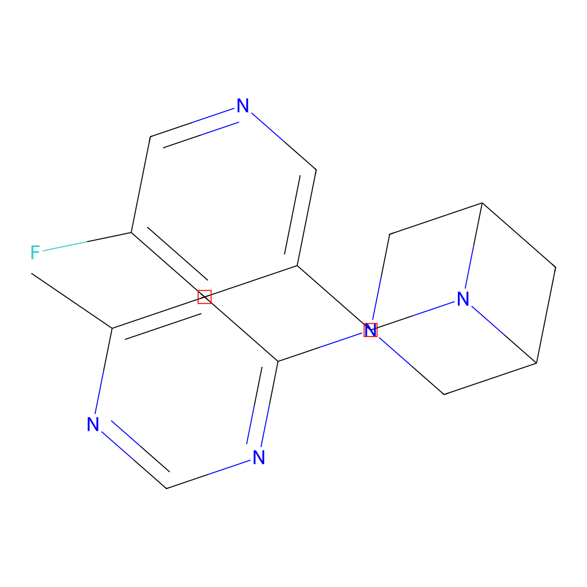 6-[(5-Fluoropyridin-3-yl)methyl]-3-(6-methylpyrimidin-4-yl)-3,6-diazabicyclo[3.1.1]heptane molecular structure, CAS 3054410-71-5