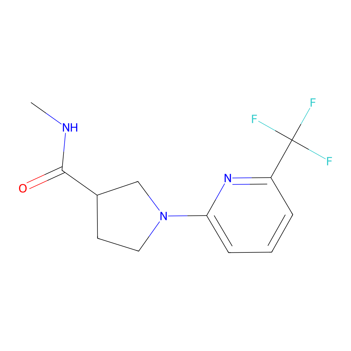 N-methyl-1-[6-(trifluoromethyl)pyridin-2-yl]pyrrolidine-3-carboxamide molecular structure, CAS 3054410-74-8