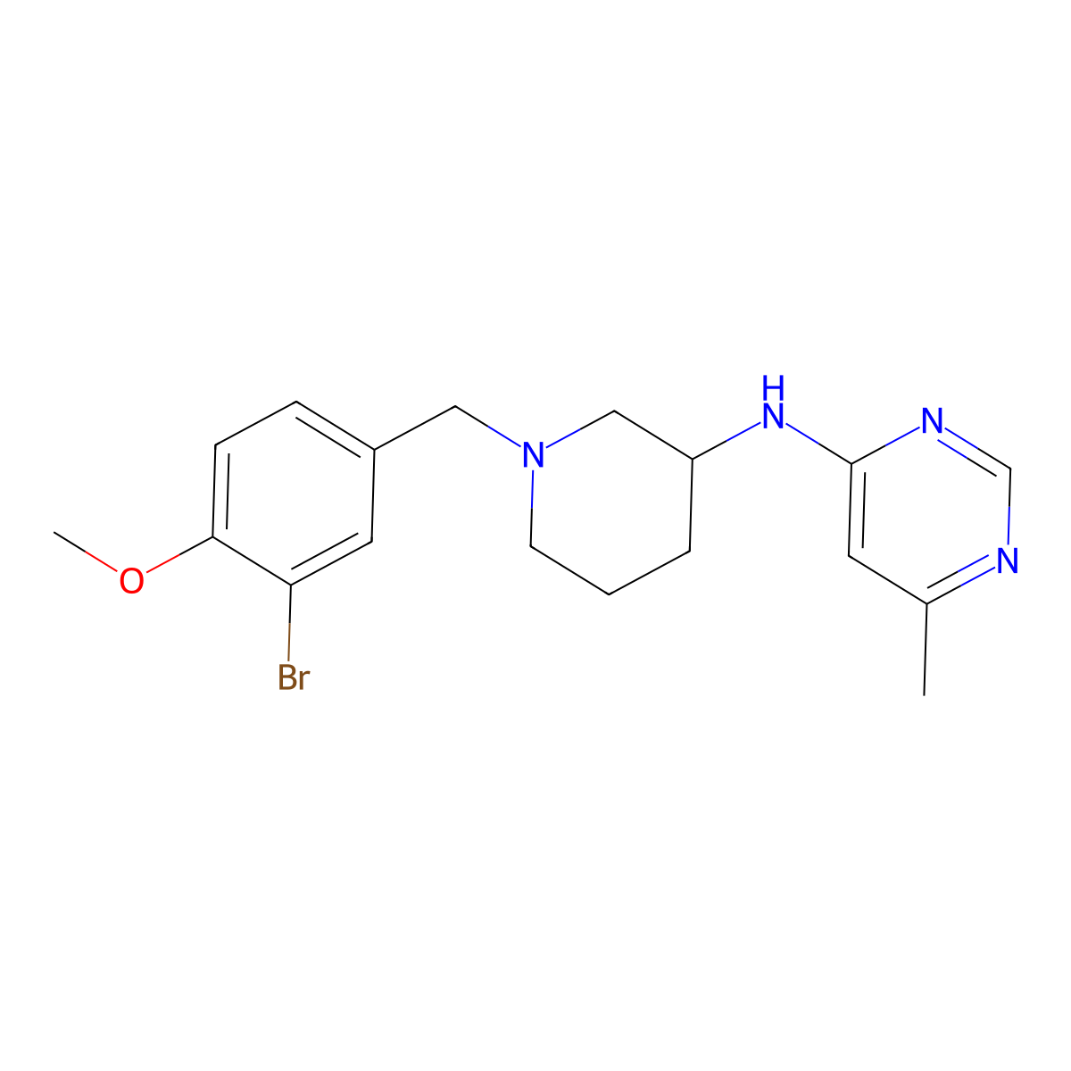 N-[1-[(3-bromo-4-methoxyphenyl)methyl]piperidin-3-yl]-6-methylpyrimidin-4-amine molecular structure, CAS 3054410-75-9
