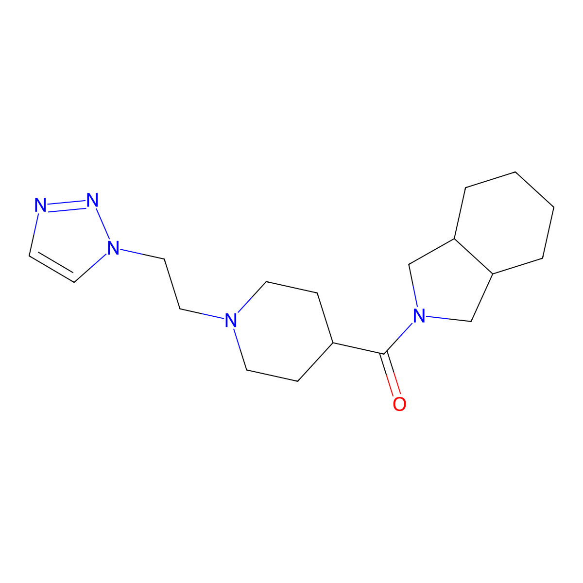 2-{1-[2-(1H-1,2,3-triazol-1-yl)ethyl]piperidine-4-carbonyl}-octahydro-1H-isoindole molecular structure, CAS 3054410-79-3