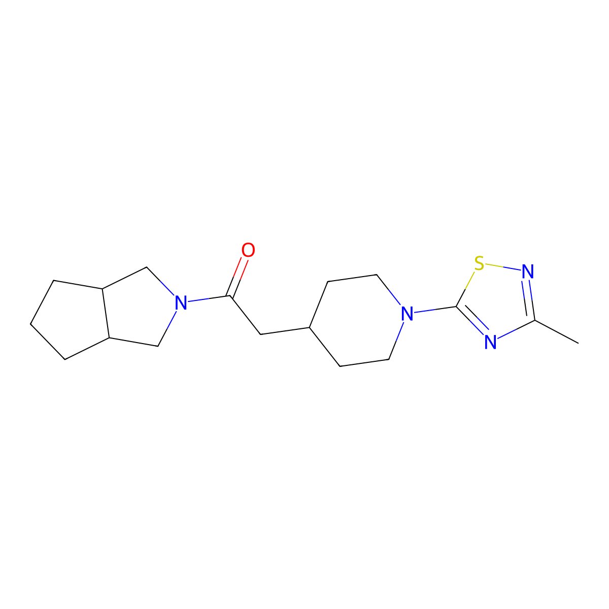 2-[1-(3-Methyl-1,2,4-thiadiazol-5-yl)piperidin-4-yl]-1-{octahydrocyclopenta[c]pyrrol-2-yl}ethan-1-one molecular structure, CAS 3054410-86-2