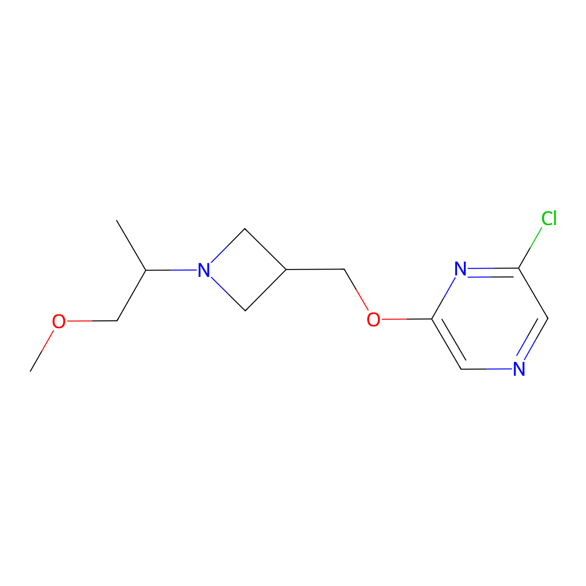 2-Chloro-6-{[1-(1-methoxypropan-2-yl)azetidin-3-yl]methoxy}pyrazine molecular structure, CAS 3054410-87-3