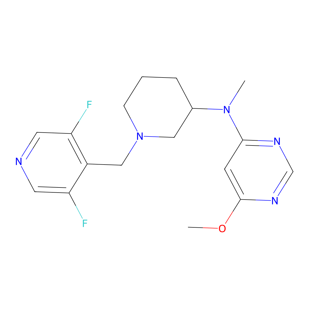 N-{1-[(3,5-difluoropyridin-4-yl)methyl]piperidin-3-yl}-6-methoxy-N-methylpyrimidin-4-amine molecular structure, CAS 3054410-90-8