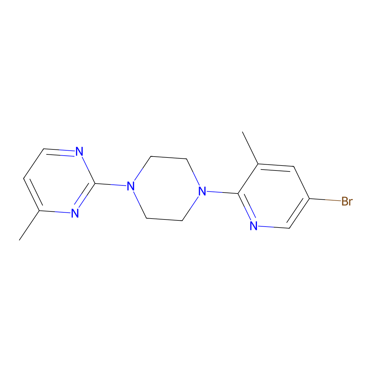 2-[4-(5-Bromo-3-methylpyridin-2-yl)piperazin-1-yl]-4-methylpyrimidine molecular structure, CAS 3054410-91-9