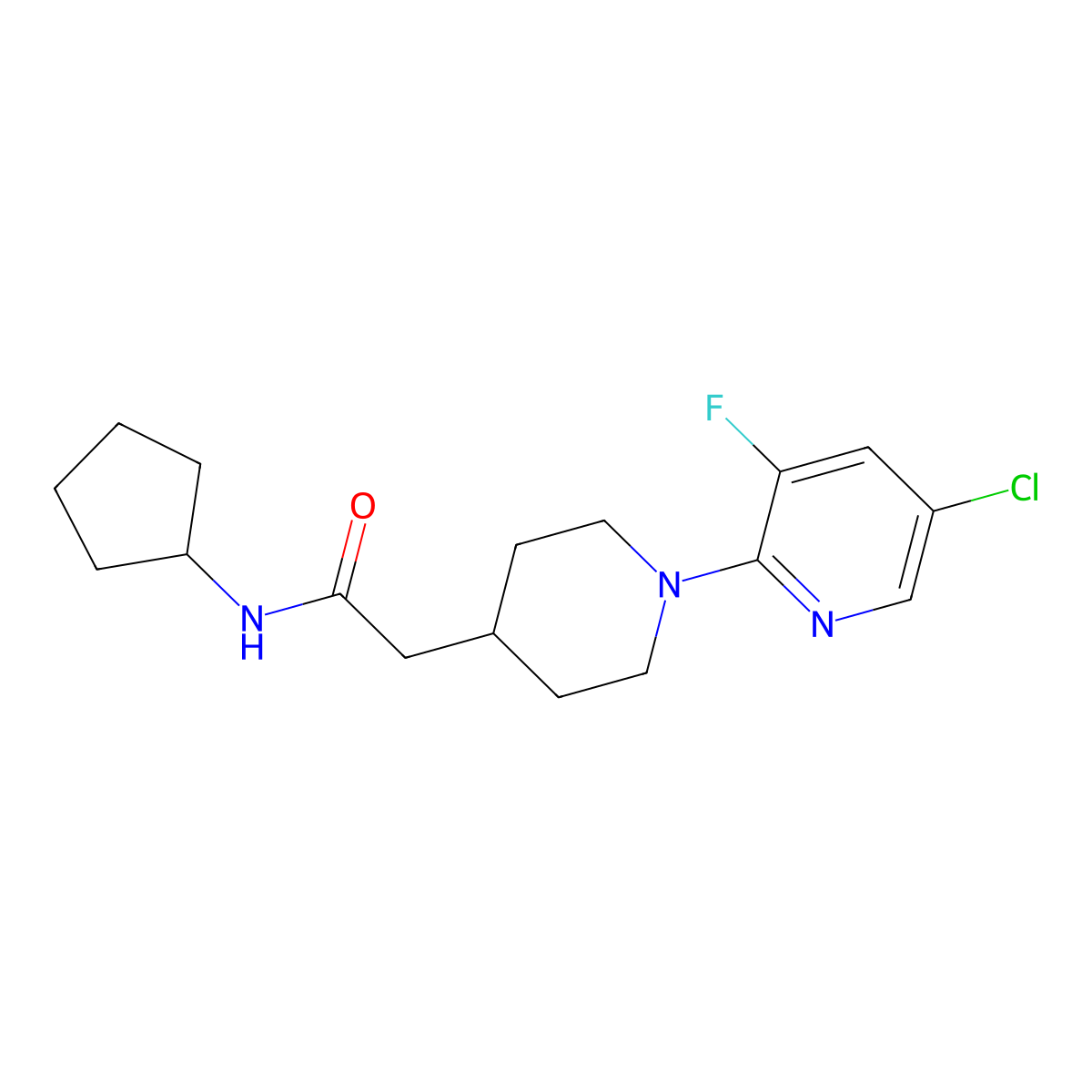 2-[1-(5-chloro-3-fluoropyridin-2-yl)piperidin-4-yl]-N-cyclopentylacetamide molecular structure, CAS 3054410-93-1
