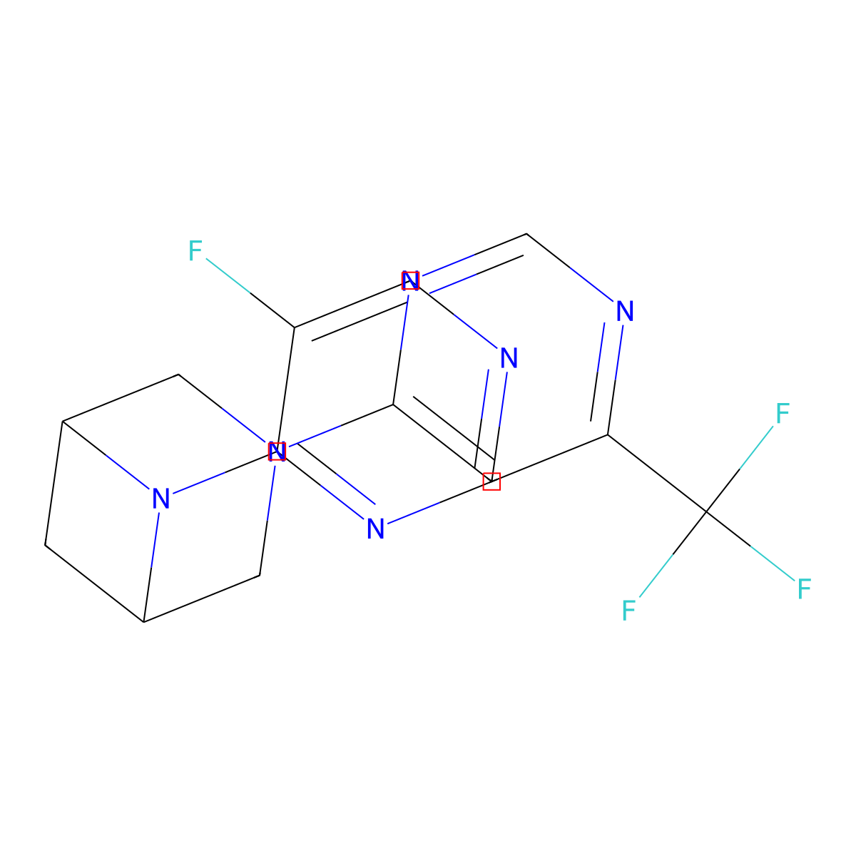 6-(5-Fluoropyrimidin-4-yl)-3-[6-(trifluoromethyl)pyrimidin-4-yl]-3,6-diazabicyclo[3.1.1]heptane molecular structure, CAS 3054410-97-5