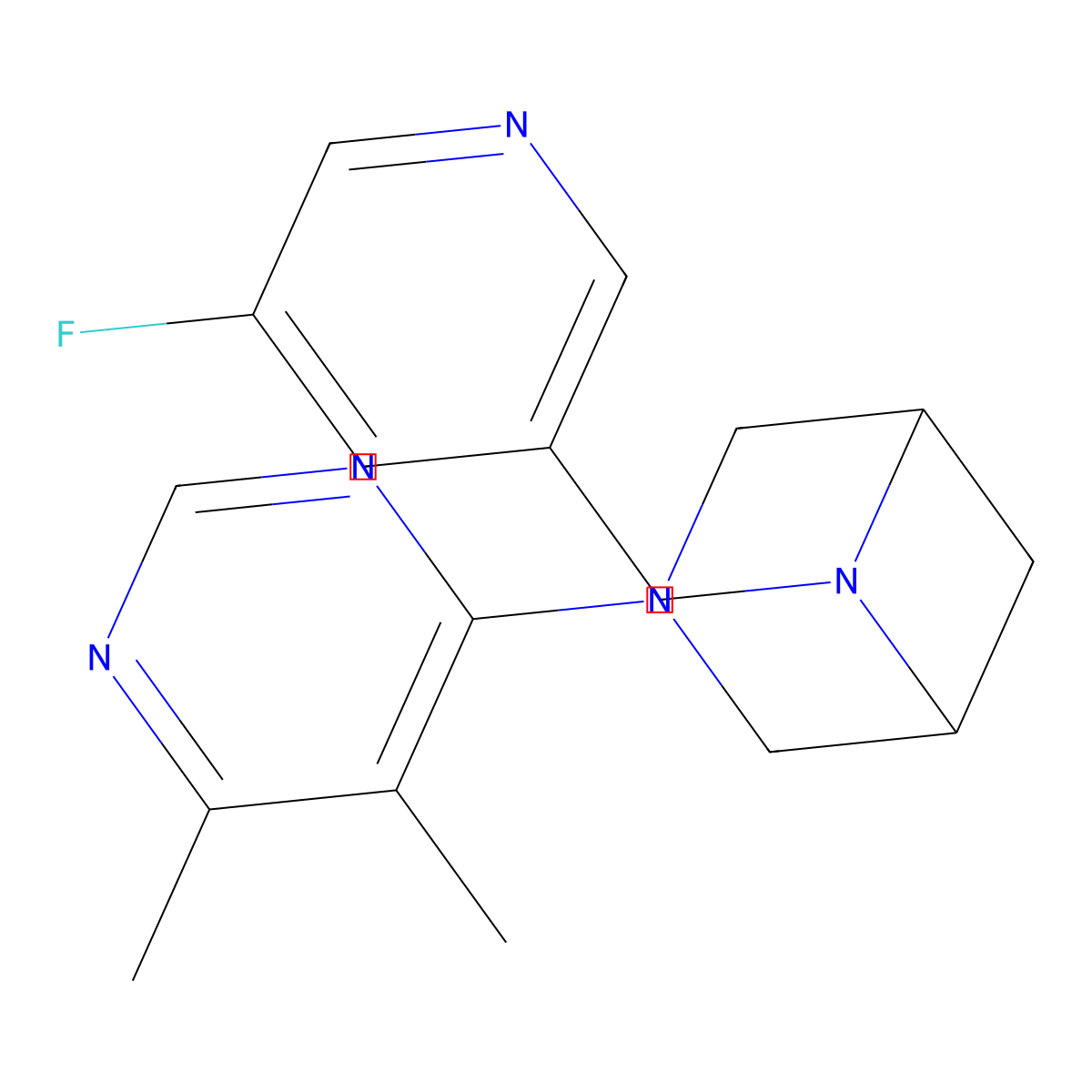 3-(5,6-Dimethylpyrimidin-4-yl)-6-[(5-fluoropyridin-3-yl)methyl]-3,6-diazabicyclo[3.1.1]heptane molecular structure, CAS 3054411-00-3