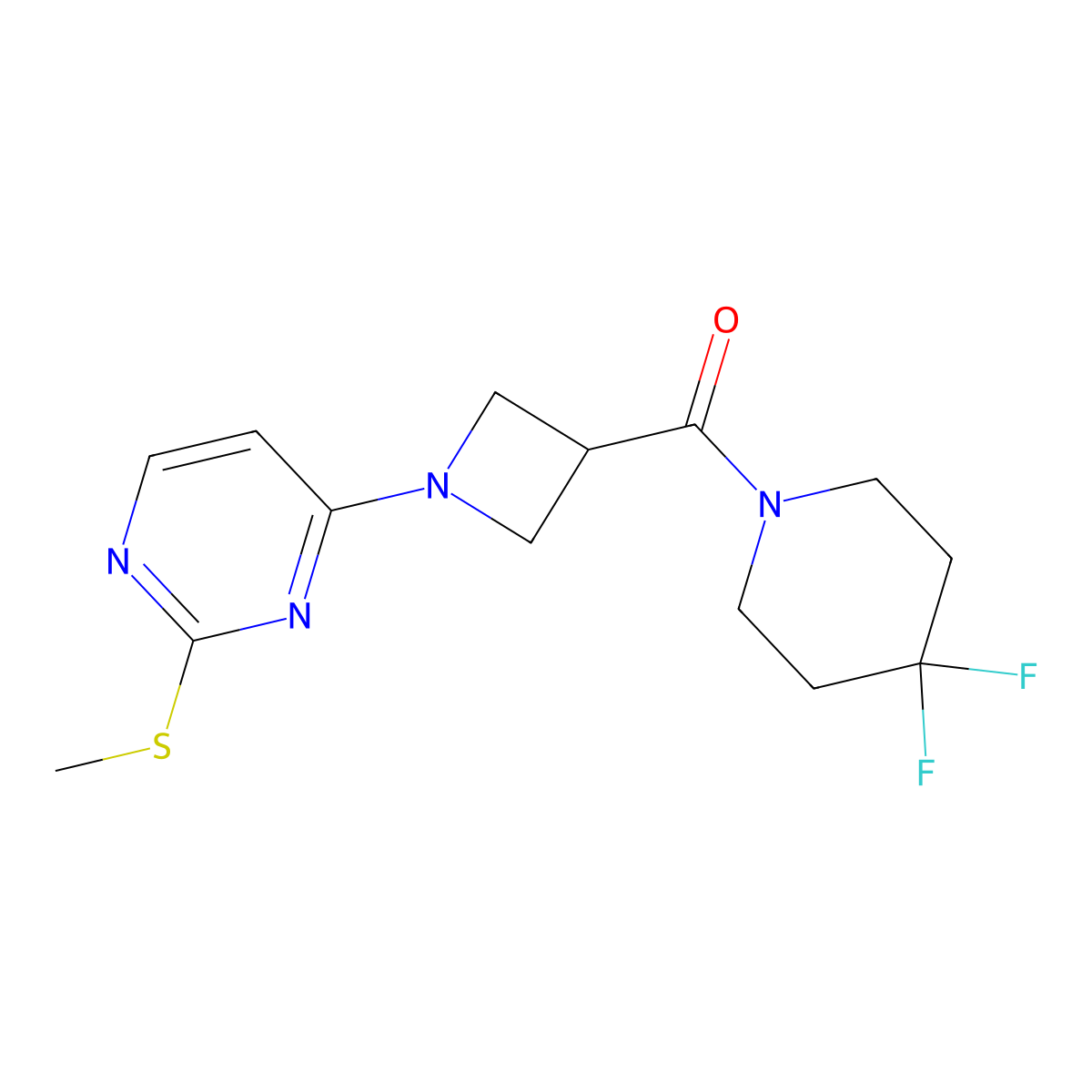 4-[3-(4,4-Difluoropiperidine-1-carbonyl)azetidin-1-yl]-2-(methylsulfanyl)pyrimidine molecular structure, CAS 3054411-02-5